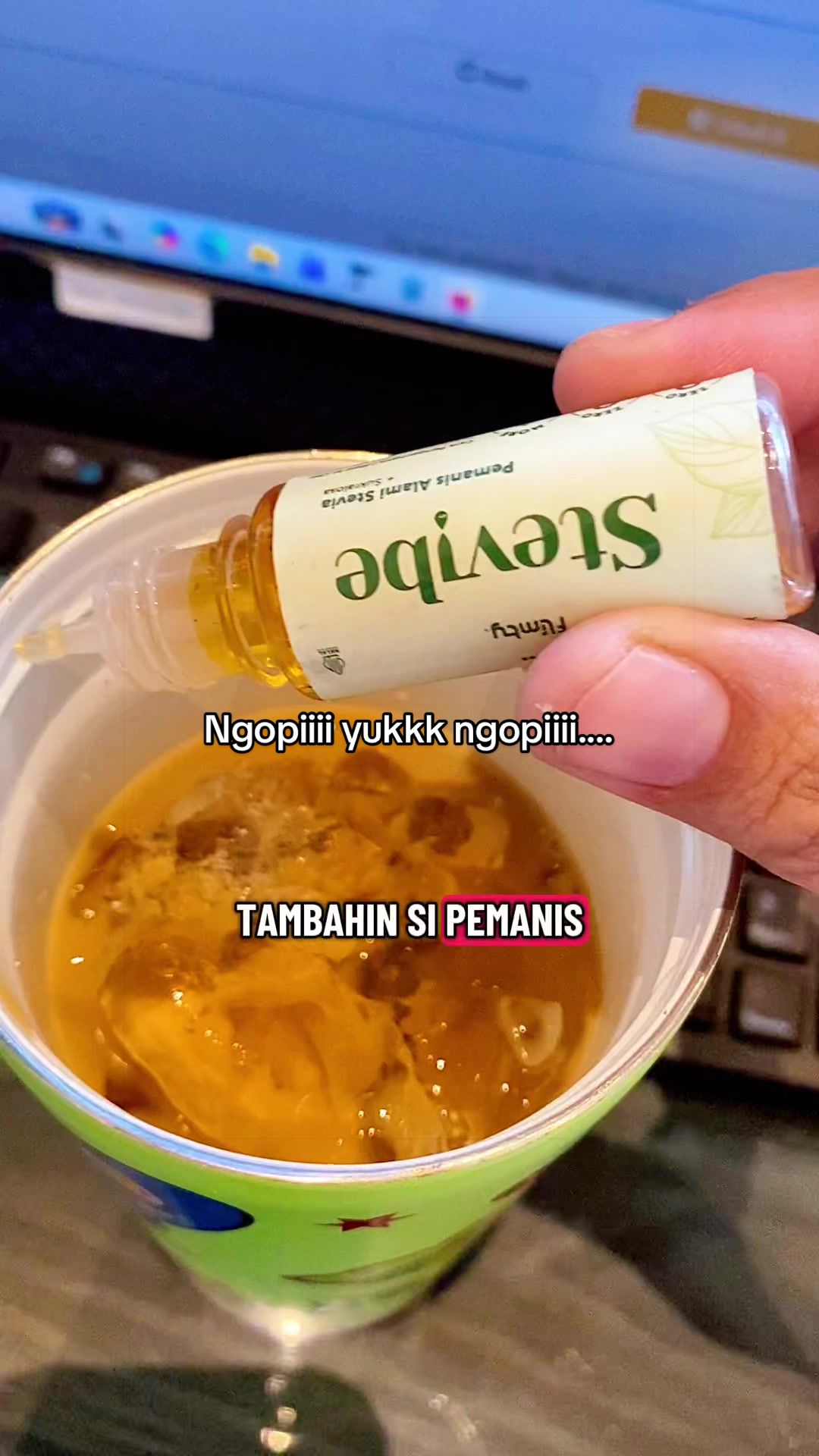 TikTok post by @diansulis_ for Flimty Fiber. Caption reads: [...] #stevia #steviapemanisalami #stevibe @FLIMTY....