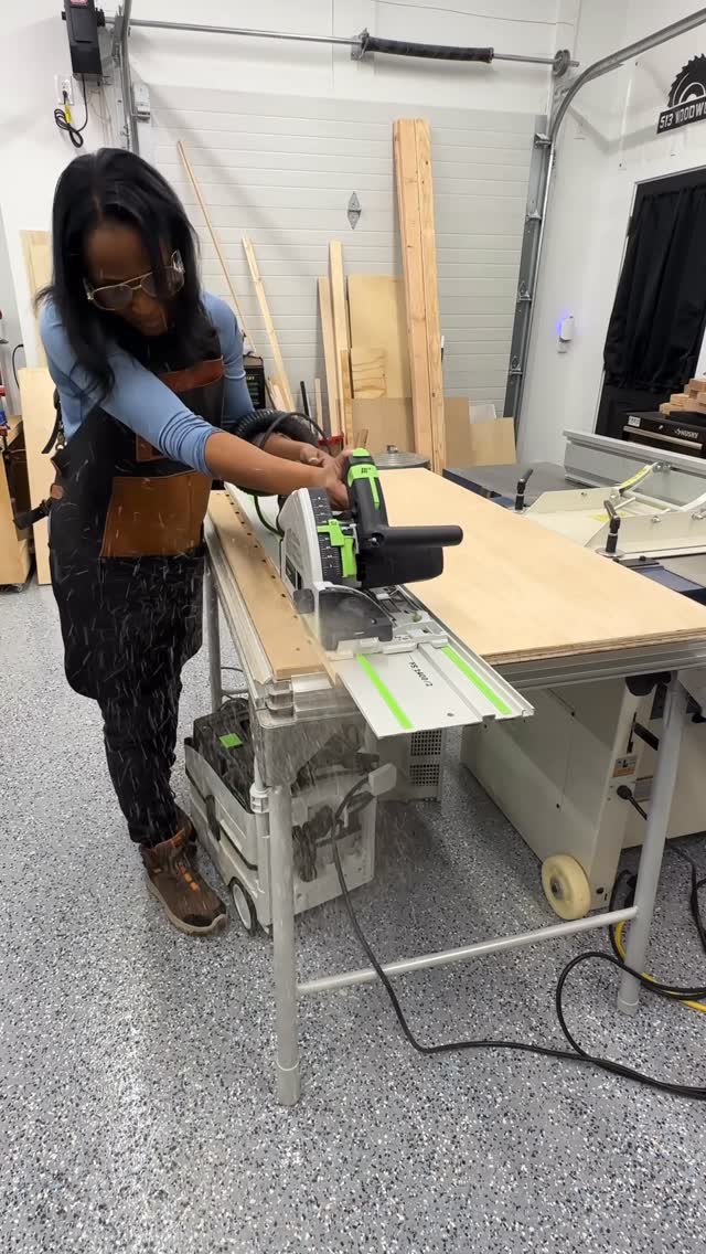 Instagram post by @513woodworks for Festool USA. Caption reads: The store panel saw cuts get me home. My....