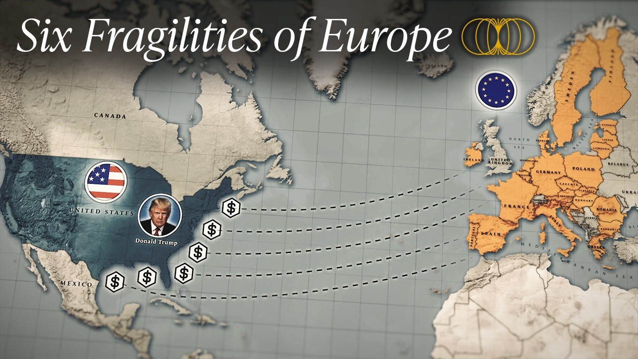 YouTube post by @GoodTimesBadTimes for Ekster. Caption reads: When Europe Falters, America Gains.