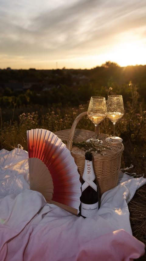 Instagram post by @patasvantner for Moët & Chandon. Caption reads: Running towards sunsets, collecting moments, and....