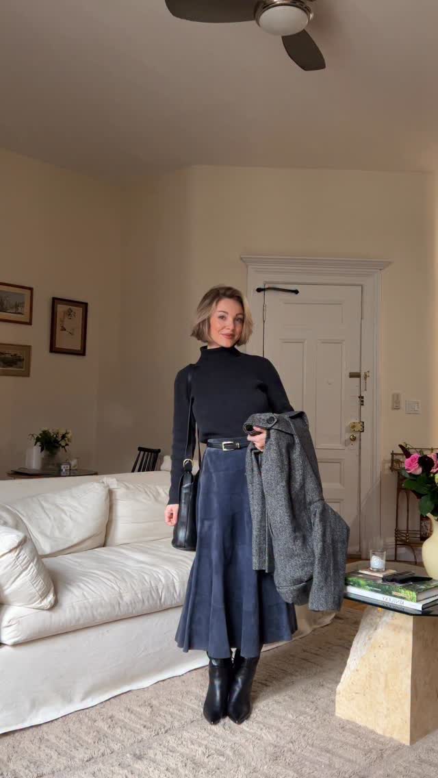 Instagram post by @amberyackzan for Marc Fisher. Caption reads: cold & rainy in NYC today don’t judge me :-)....