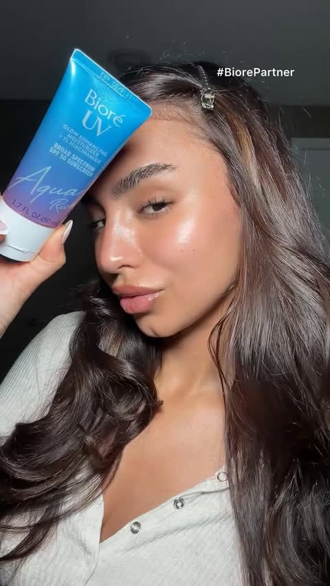 Instagram post by @mubyalexia for Bioré USA. Caption reads: #BiorePartner Glowy skin while being protected....
