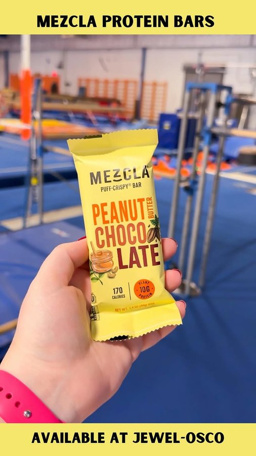 Instagram post by @itsabbysworldafterall for Mezcla. Caption reads: Anyone else looking to snack on the go?!....