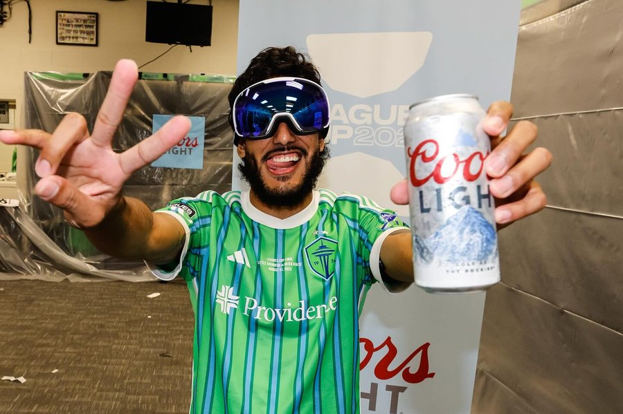 Instagram post by @jesusf45 for Coors Light. Caption reads: Leagues Cup champions! Big thanks to @Coorslight....