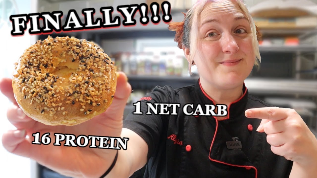 YouTube post by @KetoUpgrade for Perfect Keto. Caption reads: Low Carb/High Protein Bagel Recipe- Tips on the....