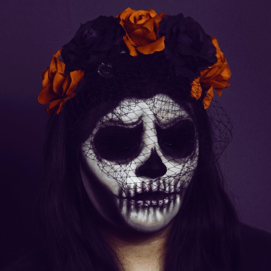 Instagram post by @rosegold_beautyx for Obviously. Caption reads: #sponsored 🎉💀🎉 Celebrating Dia De Los Muertos....