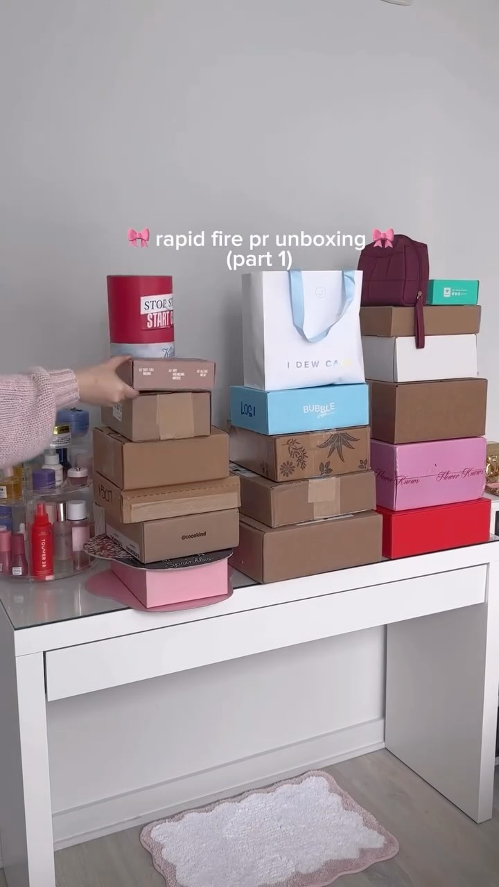 Instagram post by @thatgirlsow for hellobubble.com. Caption reads: rapid fire PR haul with me💗📦part 2 coming....
