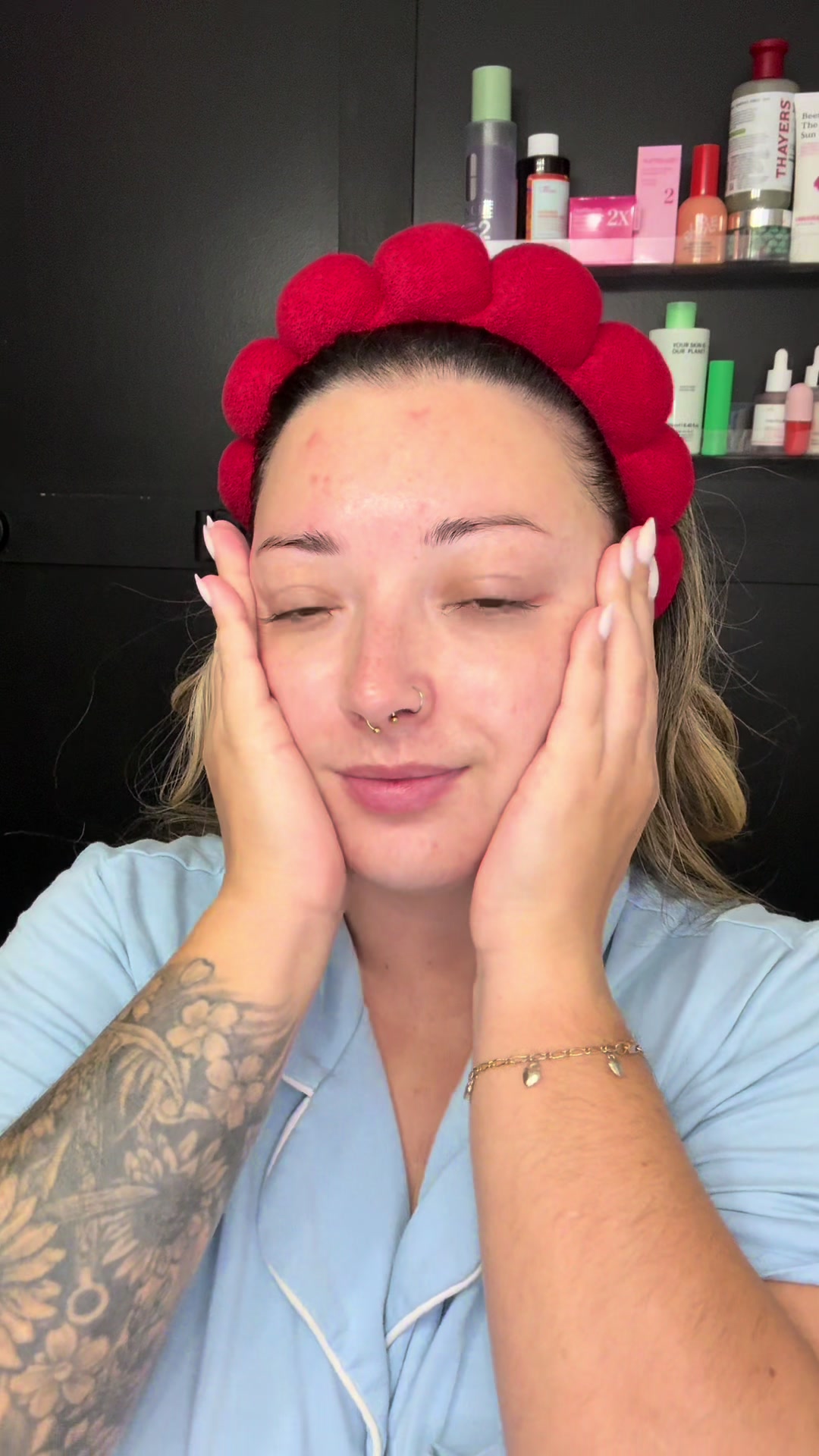 TikTok post by @_xlisahedgepeth for Prequel Skin. Caption reads: My 12 step morning skincare routine 🧖‍♀️✨ Lineup....