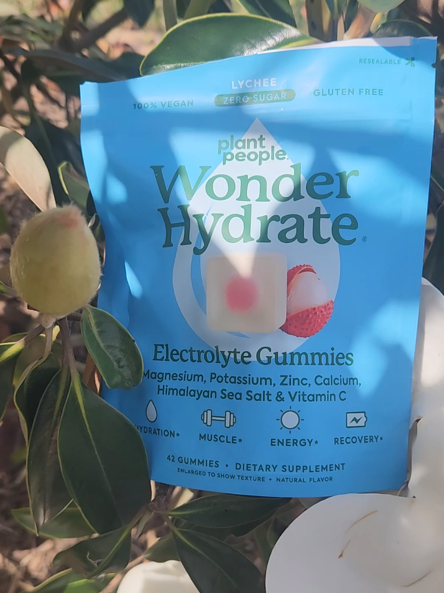 TikTok post by @thetexasgoddess for Plant People. Caption reads: @Plant People Lychee Electrolyte Gummies! Can't go....