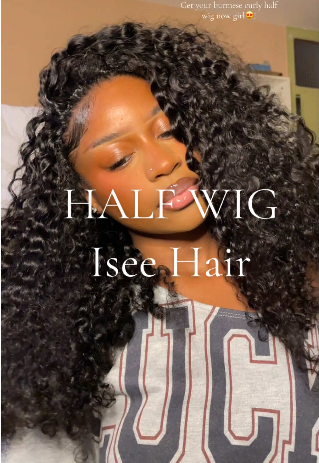 TikTok post by @k7.tatiana for iseehair. Caption reads: Girls, this half wigs is a must-have 🎀!!! -Half....