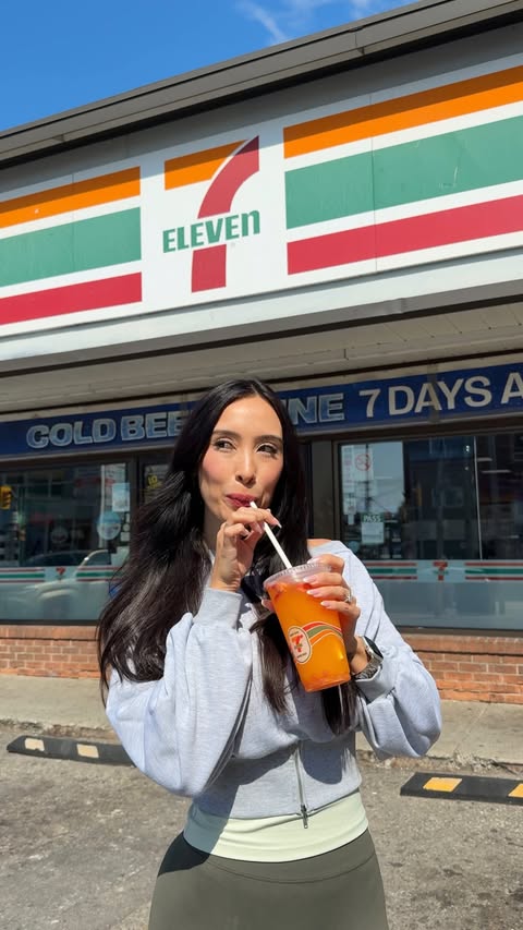 Instagram post by @tuckintoronto for 7-ELEVEN. Caption reads: [...] a non-negotiable 🙂‍↕️🥤 Just found out....