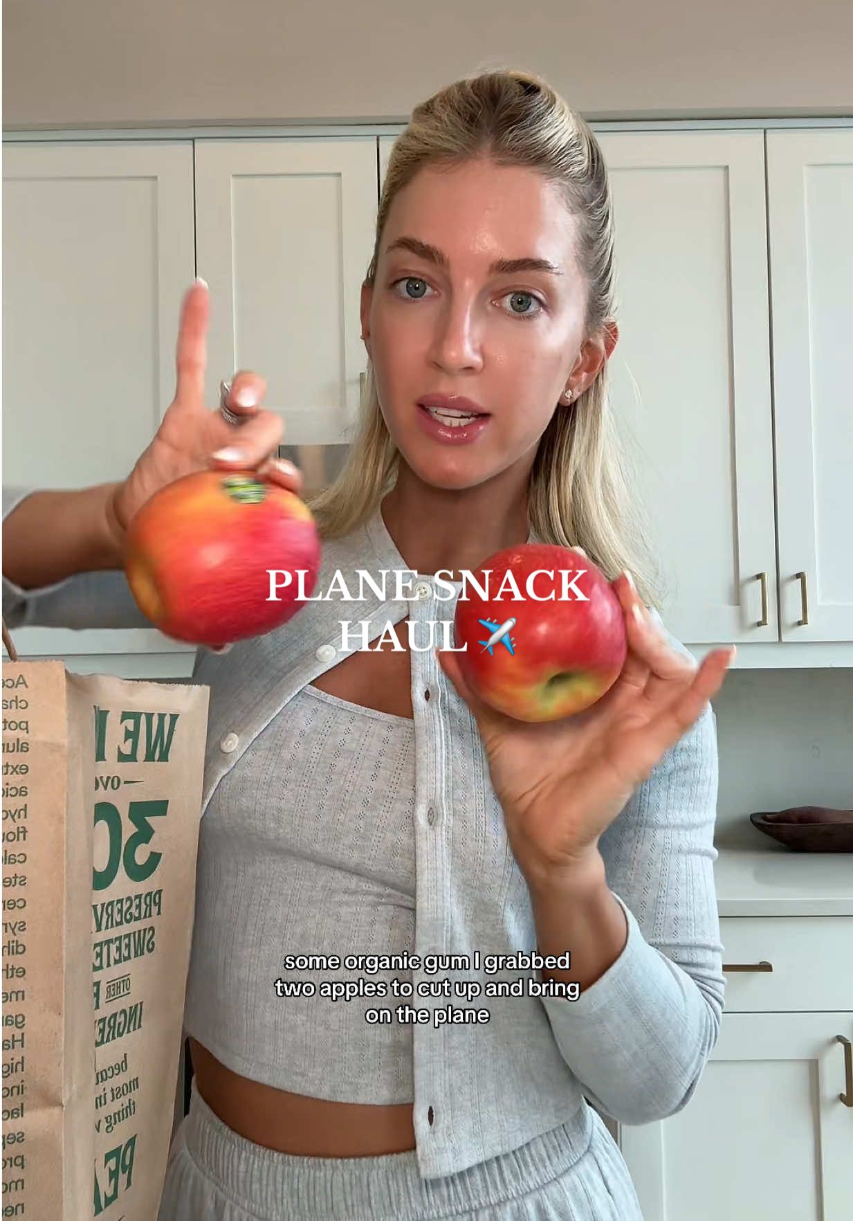 TikTok post by @brookelmason for Bio.me. Caption reads: [...] of all my favorite plane snacks ✈️✨🇫🇷....