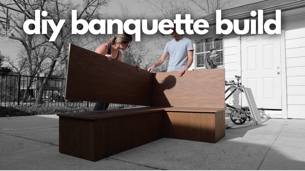 YouTube post by @diywife for Caden Lane. Caption reads: DIY Built In Banquette Build // budget friendly....