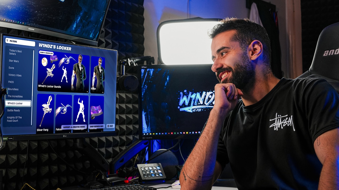 Instagram post by @w1ndz_official for Epic Games. Caption reads: Σήμερα είναι η μέρα που έγινα μέρος του....