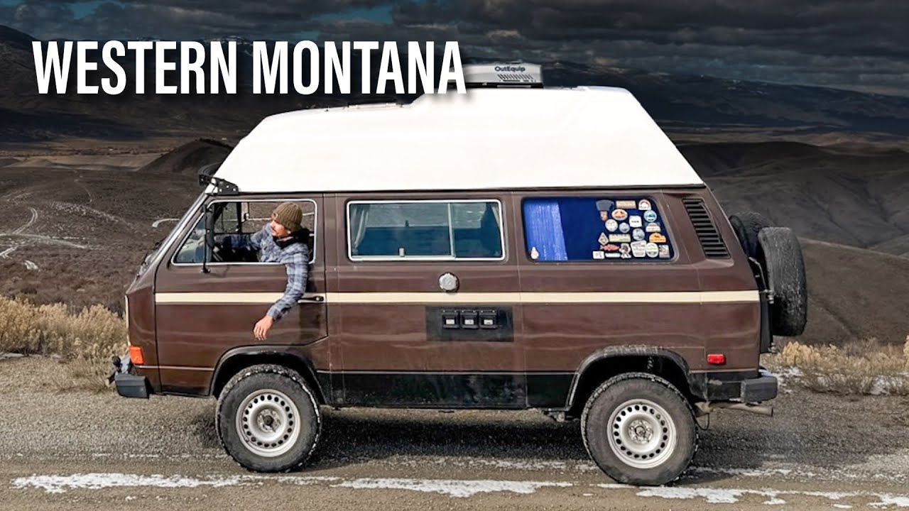 YouTube post by @Sebastianstonum for – ICECOFREEZER. Caption reads: Winter VanLife in Western Montana.