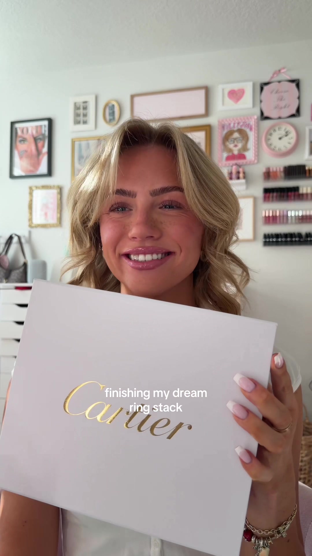 TikTok post by @tillyjoannn for Cartier. Caption reads: [...] me and making my dreams come true💗💗....