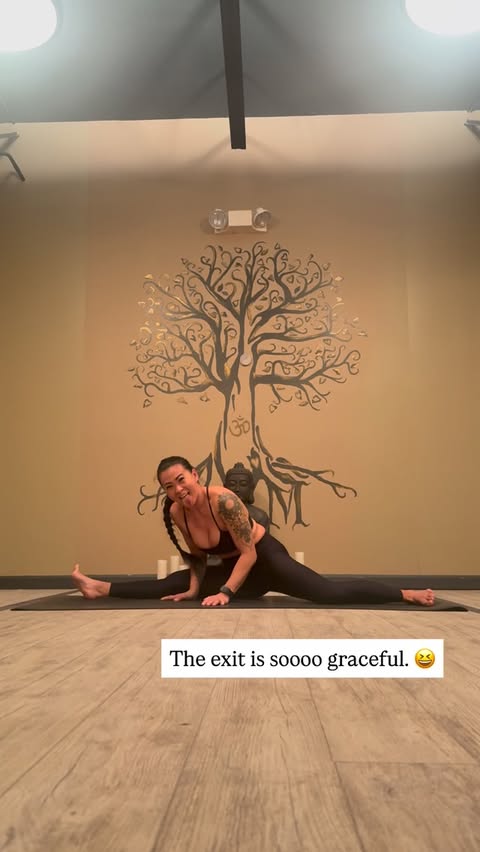 Instagram post by @laurasykora for Alo Yoga. Caption reads: [...] that exit though. I’m so graceful. 😎....