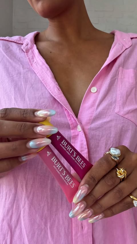 Instagram post by @brittramjit for Burt's Bees. Caption reads: testing out @burtsbees new hydrating lip tints....