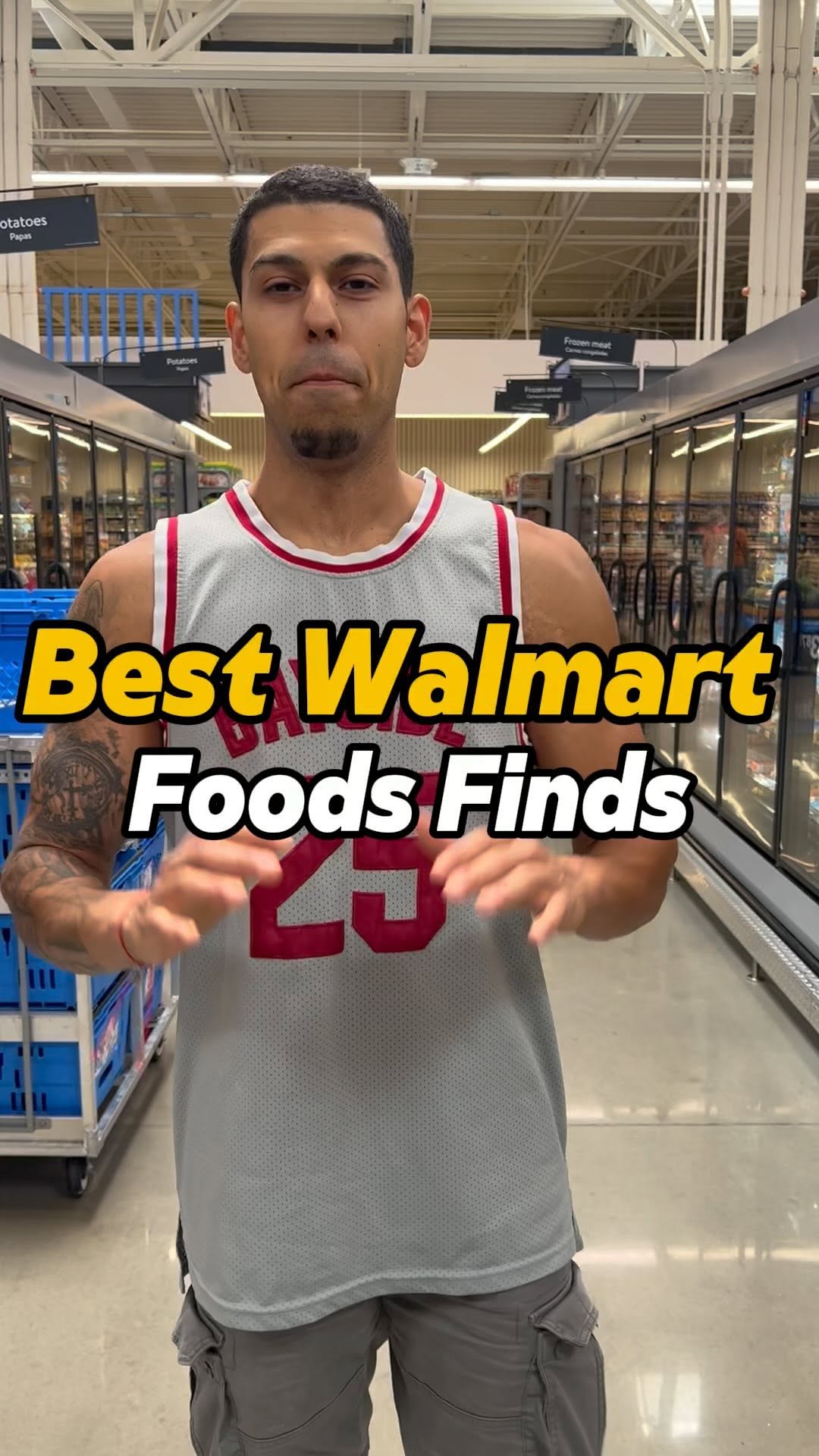 Instagram post by @trainermikeyy for Real Good Foods. Caption reads: Best Walmart Food Finds🛒
🍗🍿🍩🍫🍣
#walmart....