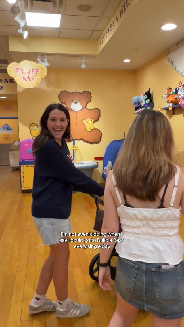 Instagram post by @monicagartner for Build-A-Bear. Caption reads: No because why is he so cute 😭🤍 @buildabear....