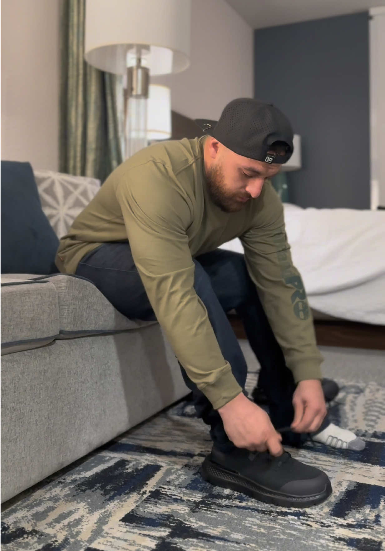 TikTok post by @datboimiggz for Timberland PRO. Caption reads: All-season comfort with my @Timberland PRO....