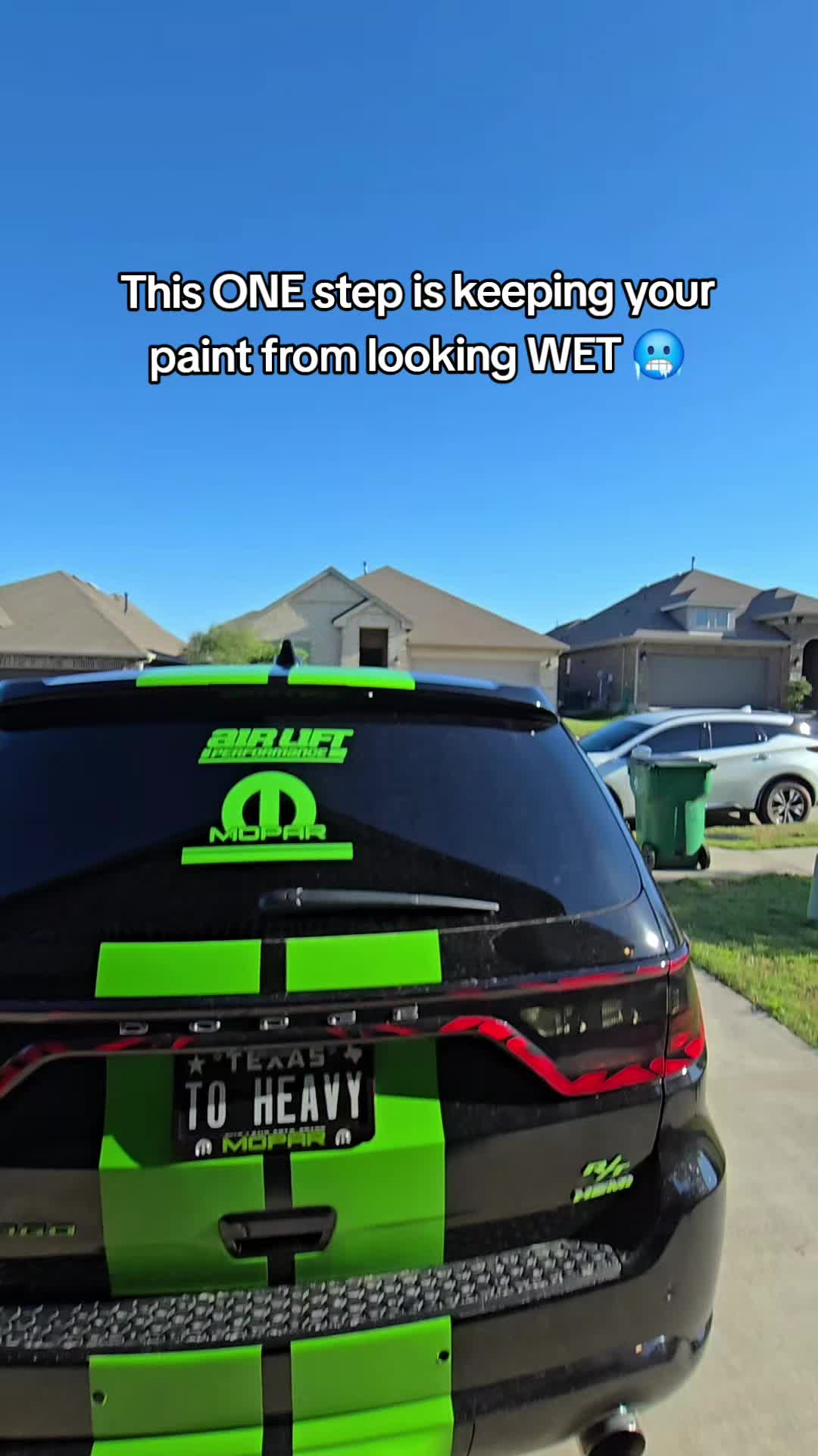 TikTok post by @2heavyrt for Blackline Car Care. Caption reads: This give you that glossy wet look literally in....