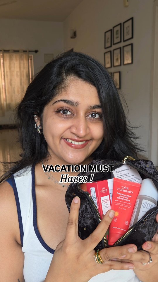 Instagram post by @skincareinvogue for Juicy Chemistry. Caption reads: VACATION MUST HAVE 🤍✨️ #AD....