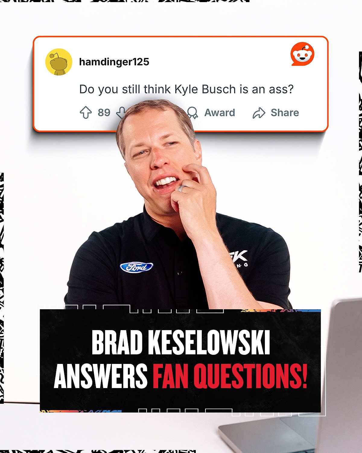 Instagram post by @bradkeselowski for NASCAR. Caption reads: Never change, @bradkeselowski. The driver of the....
