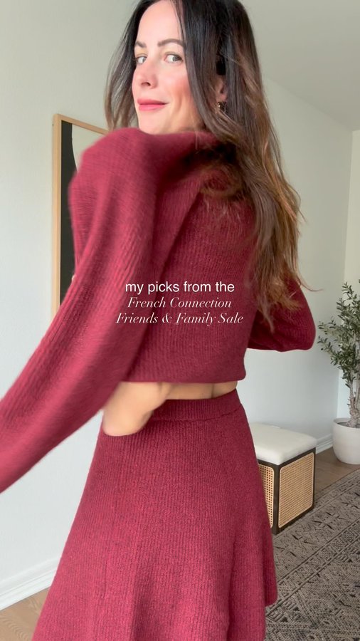 Instagram post by @themilleraffect for French Connection. Caption reads: Some of my absolutely favorite styles are 25% off....