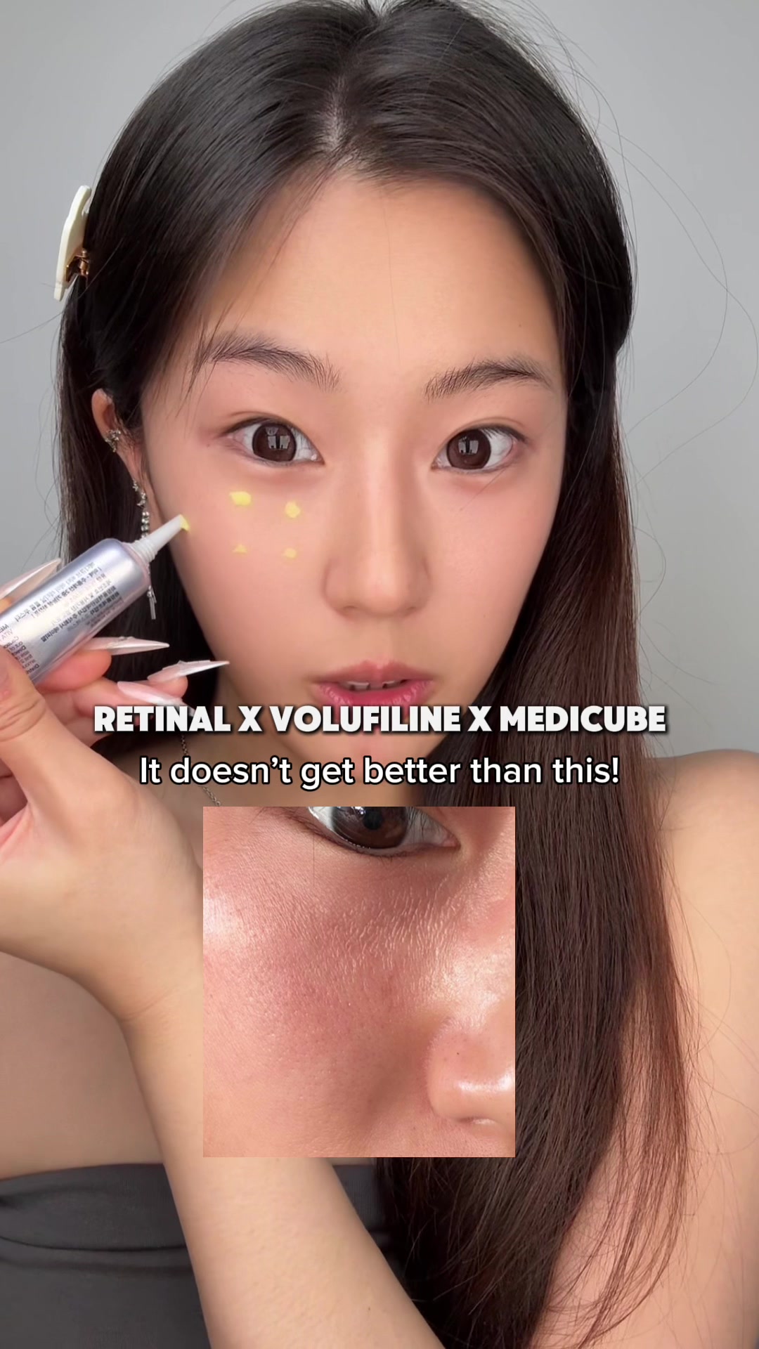TikTok post by an influencer for Medicube. Caption reads: Finally a retinal product from medicube! @medicube....