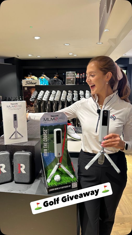 Instagram post by @georgiagolfcoach for Rapsodo. Caption reads: GIVEAWAY CLOSED ⛳️🤩

I’m giving away a Rapsodo....