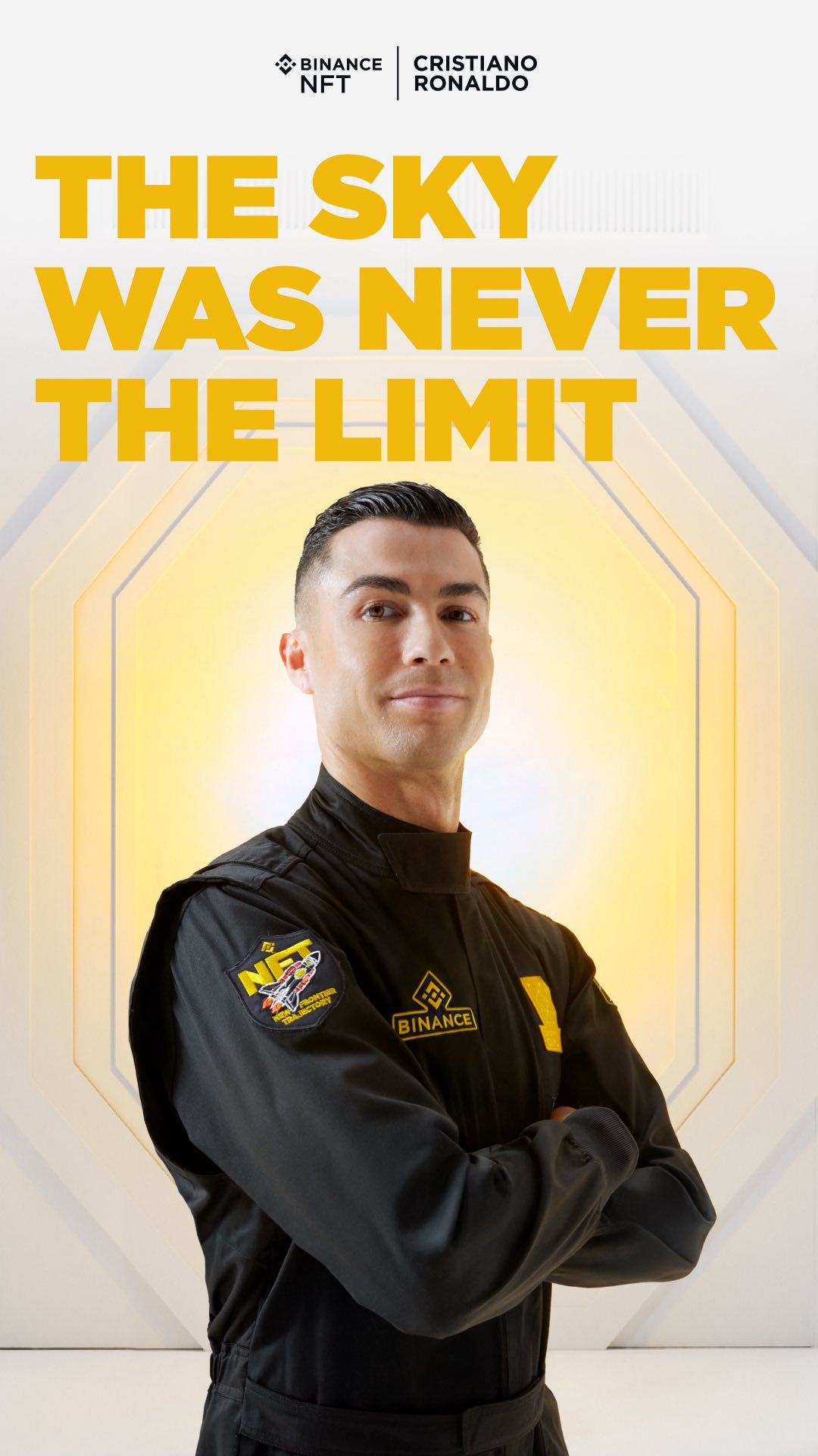 Instagram post by @cristiano for Binance. Caption reads: We have liftoff. Collect our latest Digital....