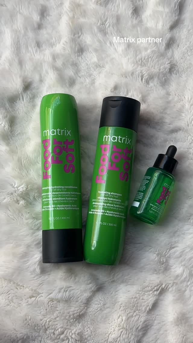 Instagram post by @_emmjaay for Matrix. Caption reads: My key to shiny, smooth hair with just 3 products....