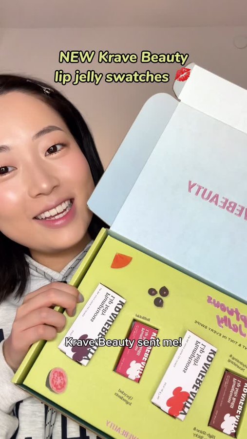 Instagram post by @imjennymoon for KraveBeauty. Caption reads: what do we think & what should I try next 💋....