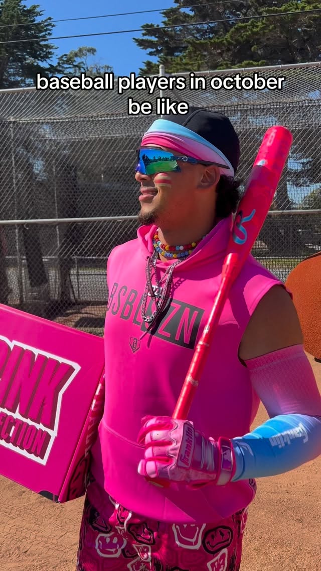 Instagram post by @kevahn.34 for Baseball Lifestyle 101. Caption reads: Nothing like pink in October 😤

the prime time....
