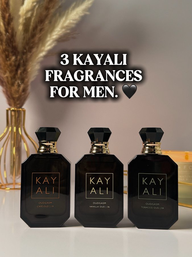 Instagram post by an influencer for KAYALI FRAGRANCES. Caption reads: I hear some men say they can’t get into KAYALI....