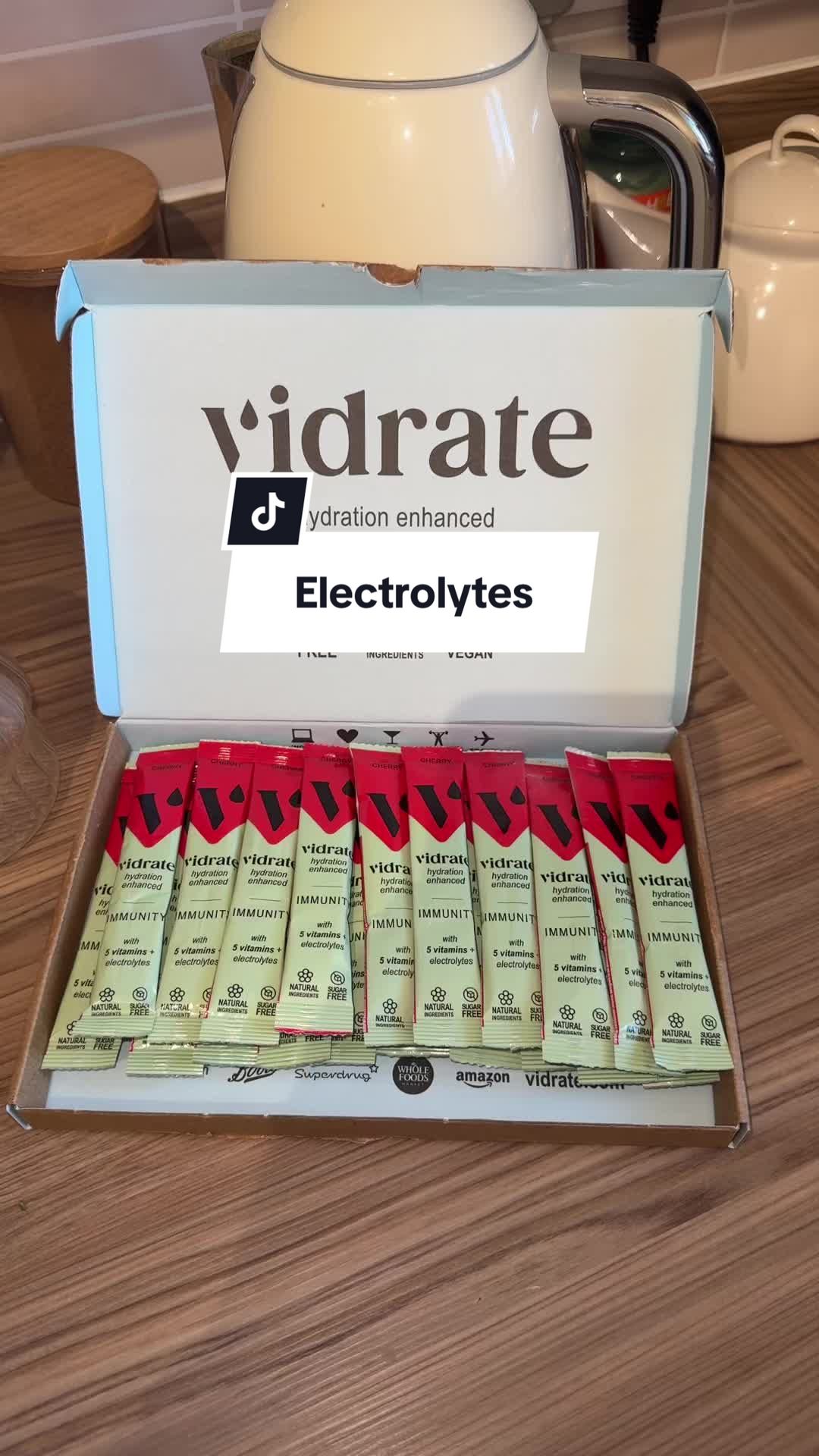TikTok post by @bethanietuff for ViDrate. Caption reads: @Vidrate #electrolytes #electrolyte #hydration....