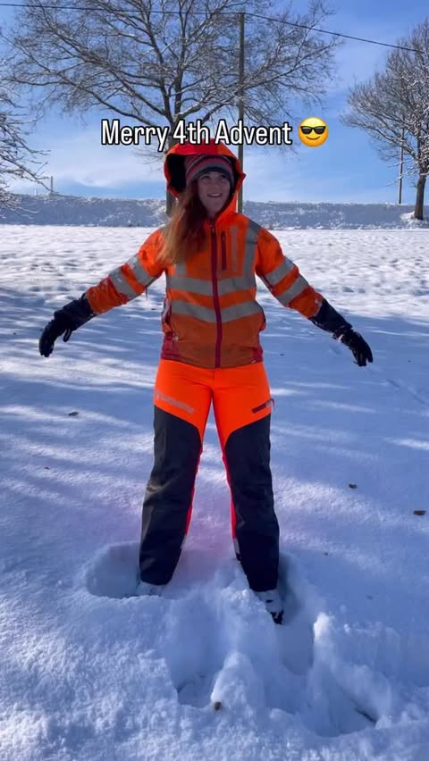 Instagram post by @kimberleyboth for Husqvarna. Caption reads: Happy 4th Advent 🎄🥳 
@husqvarna_de rain gear....