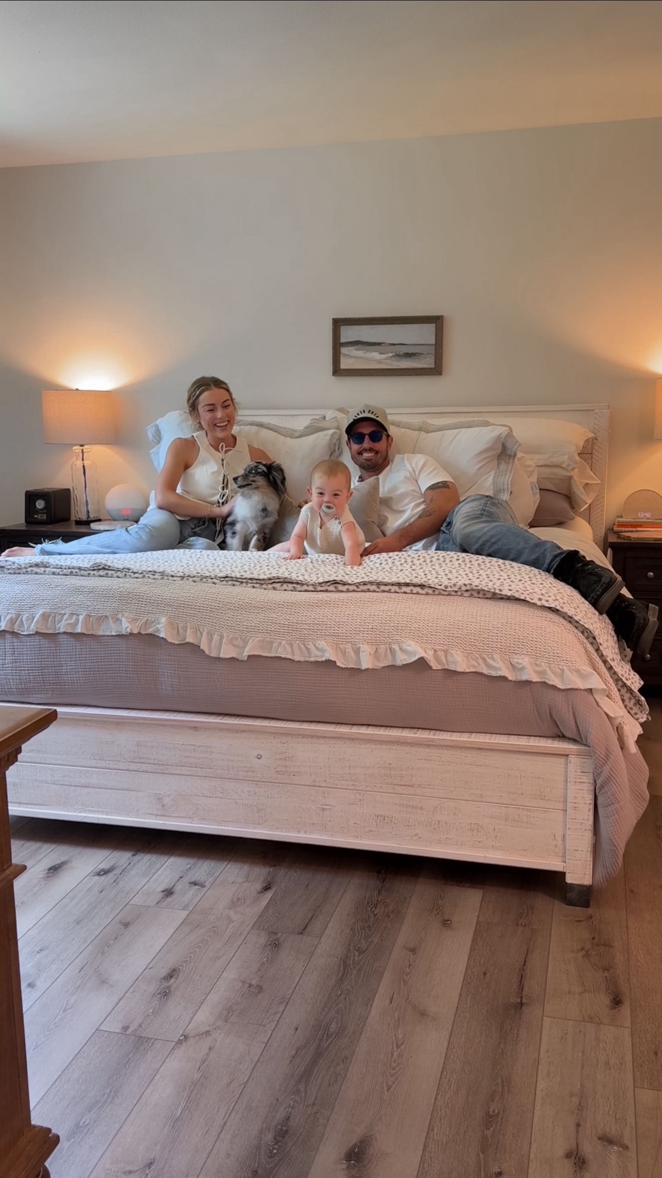 Instagram post by @angeliquecooper for Cariloha. Caption reads: A much needed bedding refresh 🤍 and for us hot....