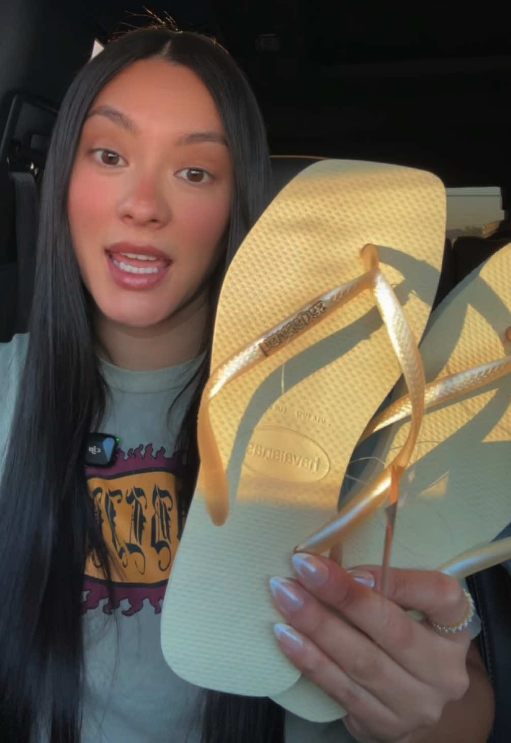 TikTok post by an influencer for Havaianas. Caption reads: [...] you a pair or two 🤪🤍✨🌴🌊 @Havaianas....