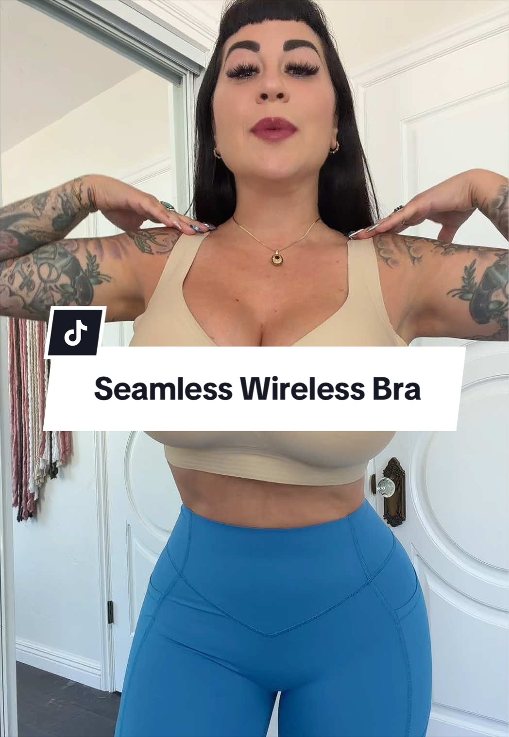 TikTok post by @saffronshops for OEAK-Bras. Caption reads: So comfortable. Completely seamless! @OEAK-Bras....