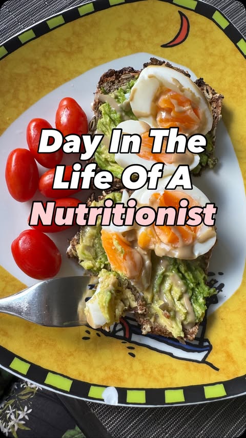 Instagram post by @elibrechernutrition for IM8Health. Caption reads: A Day In The Life Of A Nutritionist 🌿 Every day....