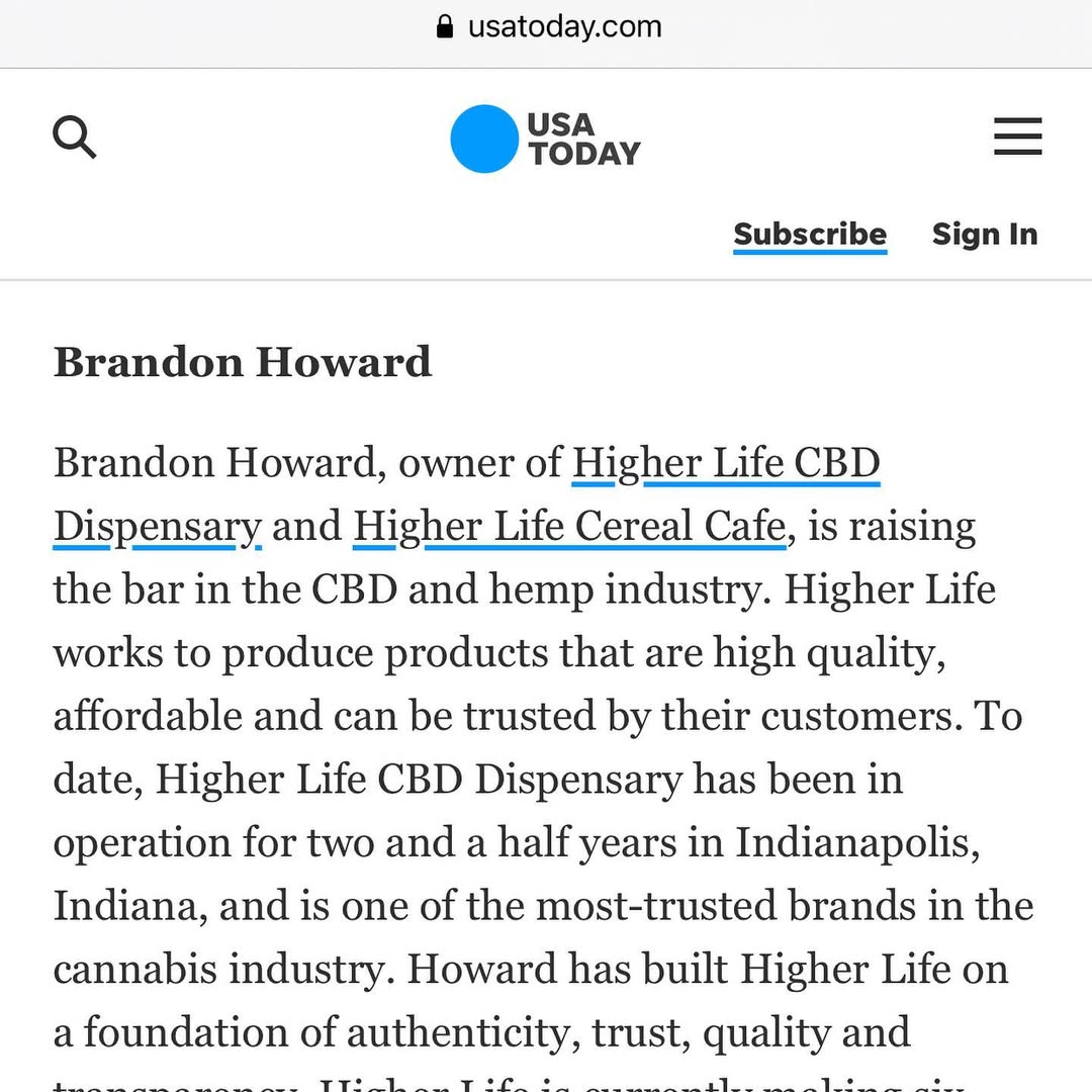Instagram post by @therealhigherlifeceo for USA TODAY. Caption reads: [...] recognition is overwhelming, thank you....