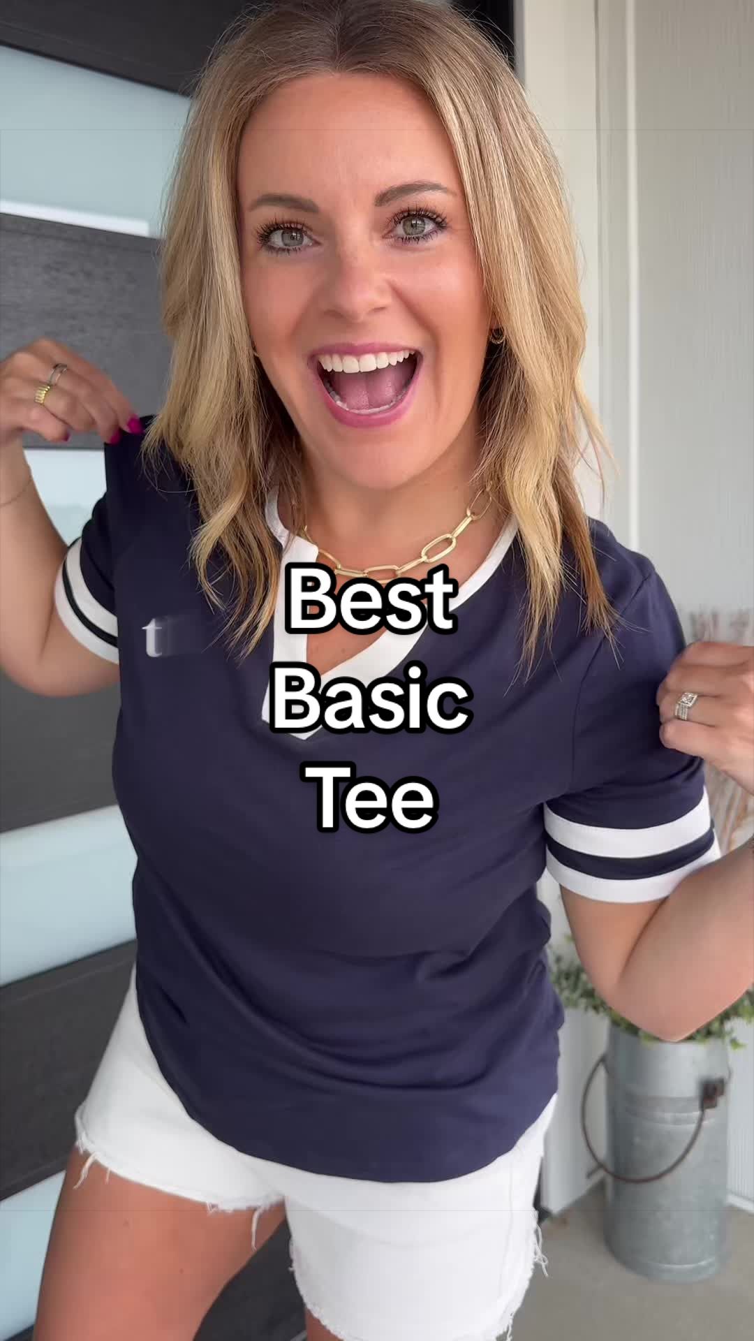 TikTok post by @mindy.dealfinder for Shewin Official US. Caption reads: Best tee shirts for summer outfits. #besttshirt....
