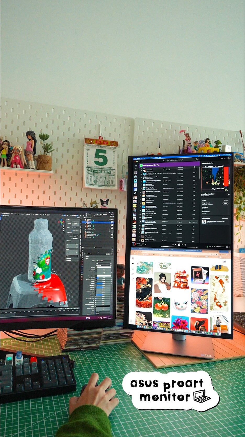 Instagram post by @innsvx for ASUS. Caption reads: we just upgraded our monitor and it’s a game....