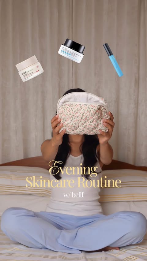 Instagram post by @shashasharma_ for belif USA. Caption reads: Love a minimal night routine. Ending the day with....