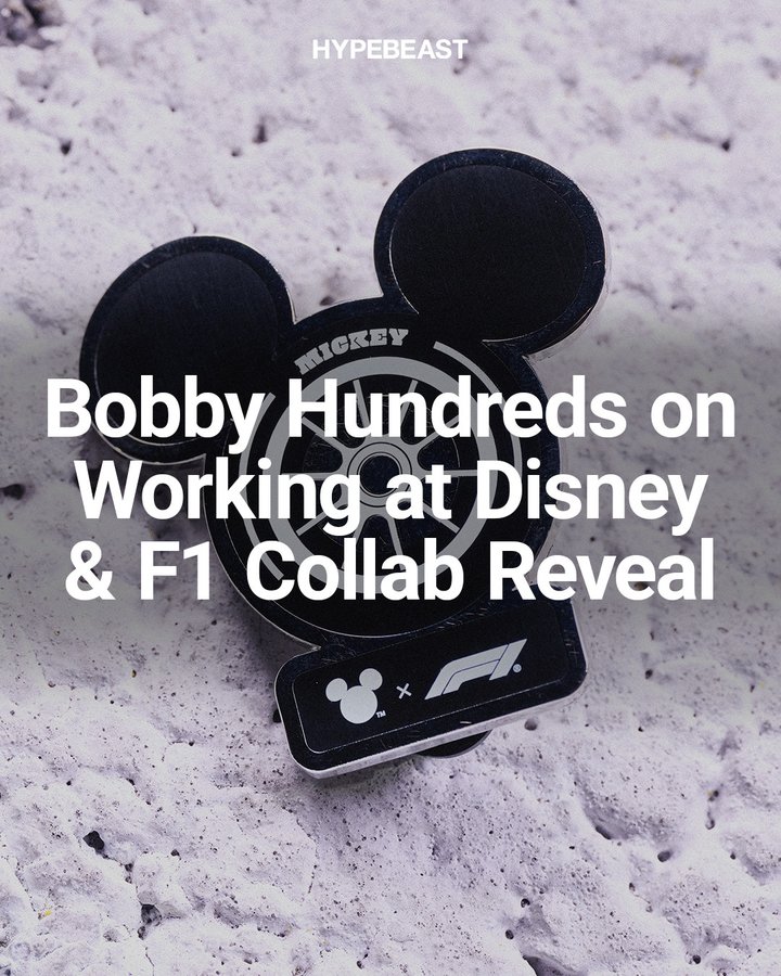 Instagram post by @bobbyhundreds for HYPEBEAST. Caption reads: @disney meets @f1 🏁🪄⁠
⁠
The debut Disney x F1....