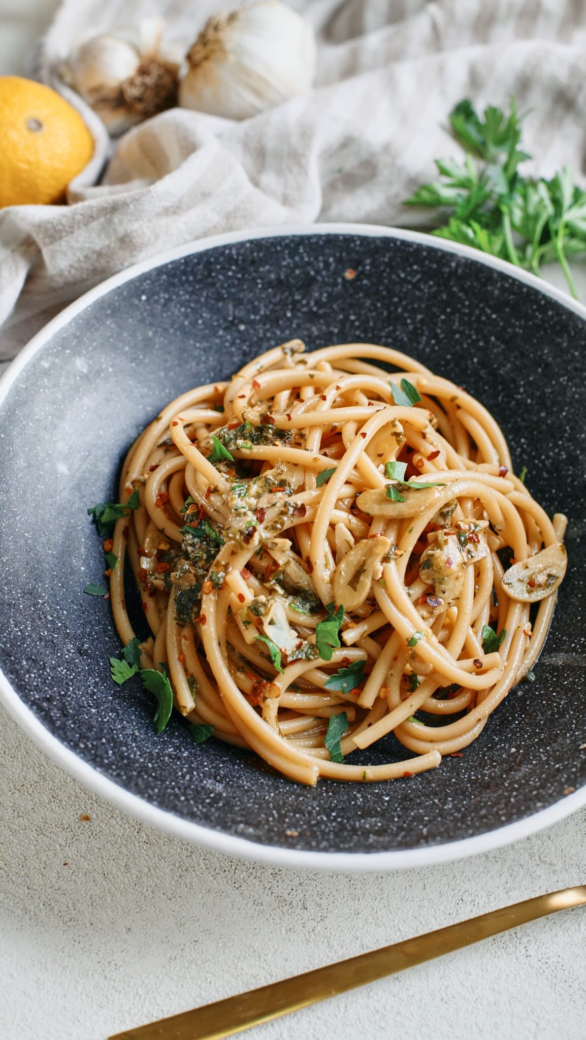 Instagram post by @britacooks for Banza. Caption reads: This is one of my favourite pasta dishes of all....