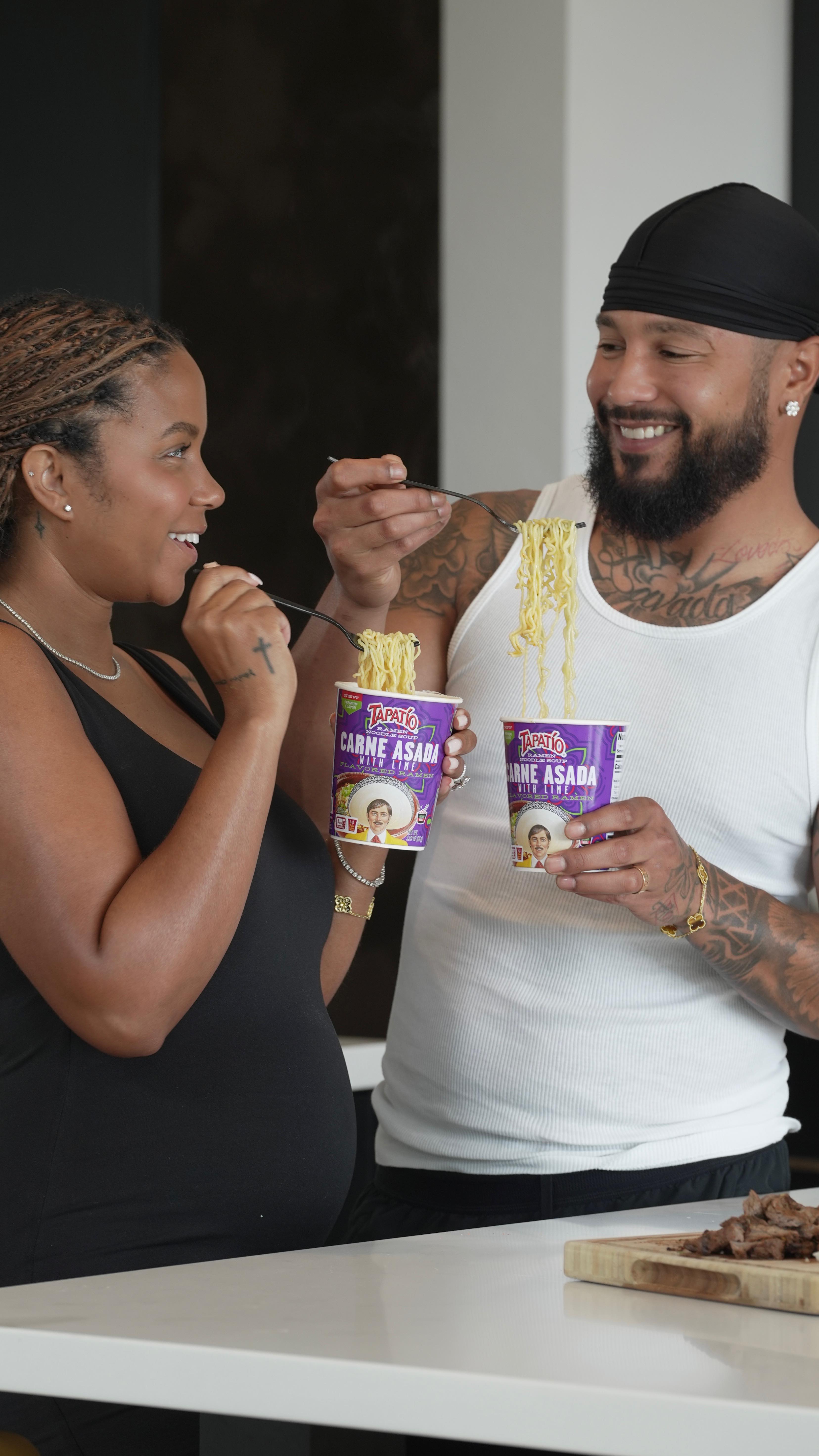 Instagram post by @cheynotshy for Tapatio Ramen. Caption reads: Throwback to when all we could afford was....