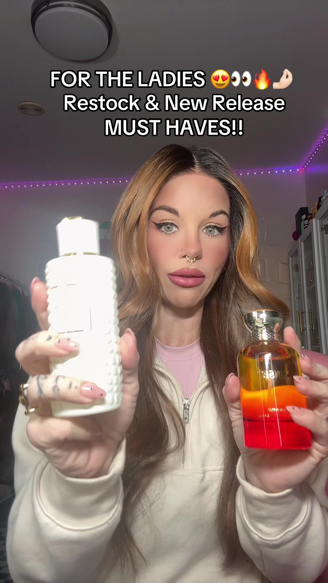 TikTok post by @daniellespeight for Bharara Beauty. Caption reads: A BANGER RESTOCK & NEW RELEASE from @Bharara....